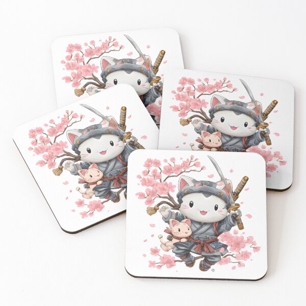 Item preview, Kawaii samurai cat designed and sold by cutemakerotart.