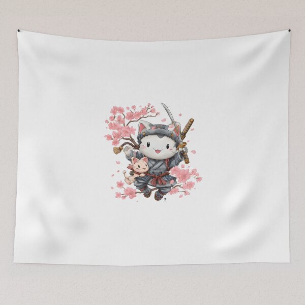 Item preview, Kawaii samurai cat designed and sold by cutemakerotart.