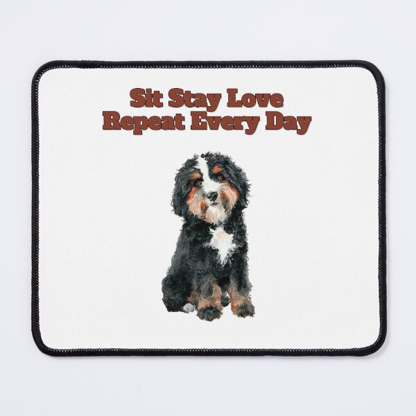 Item preview, Sit Stay Love Repeat Bernedoodle Watercolor Design designed and sold by NatureUnleashed.