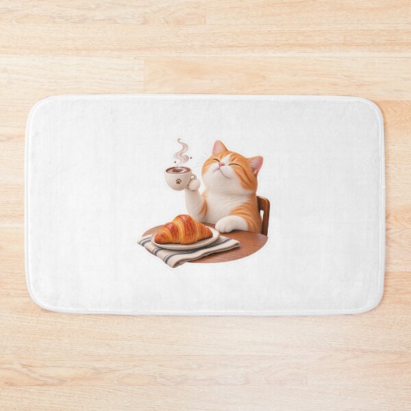 Item preview, Cozy Cat Coffee Croissant Breakfast designed and sold by StackedPixels.