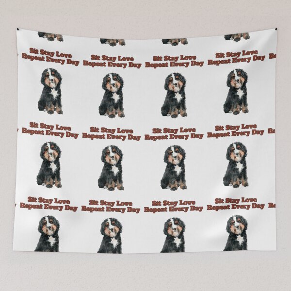 Item preview, Sit Stay Love Repeat Bernedoodle Watercolor Design designed and sold by NatureUnleashed.