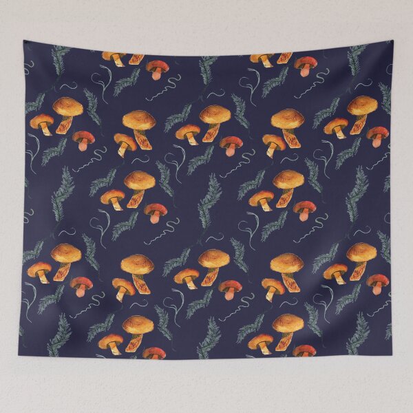 Item preview, Mushroom Clusters on Blue designed and sold by jennifer-a-lane-design.