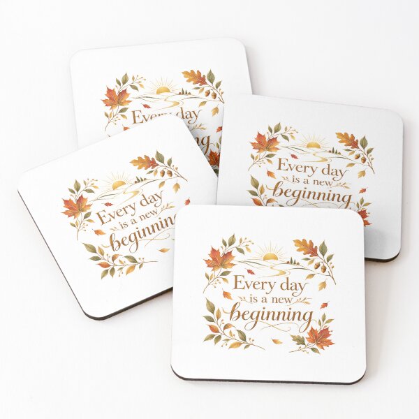 Item preview, Every Day Is a New Beginning – Autumn Inspirational Quote | Golden Line Art Premium designed and sold by Niespodzianki.