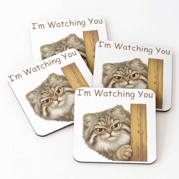 Item preview, I'm Watching You Pallas Cat | Funny Peeking Grumpy Manul designed and sold by PawtopiaArt.