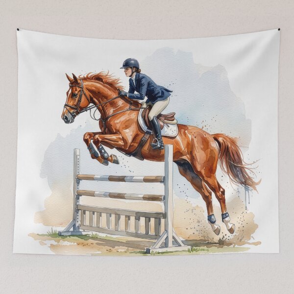 Item preview, Chestnut Show Jumping Horse Watercolor designed and sold by Rutvain.