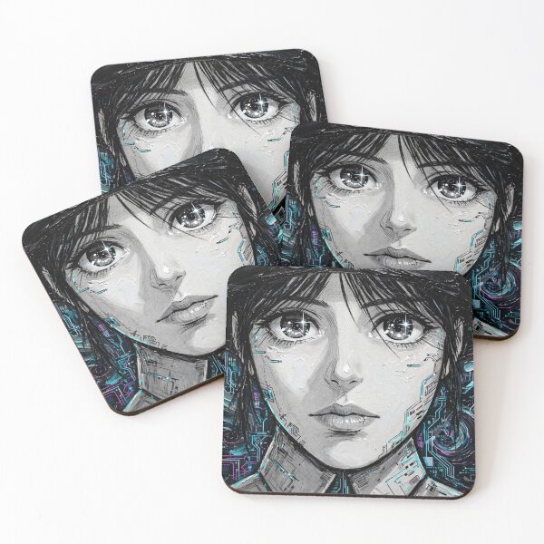 Item preview, Star Eyes Cyborg - Anime Cyberpunk Portrait designed and sold by MAISON SYLVIE.