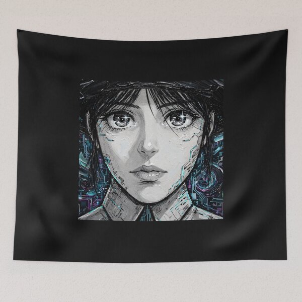 Item preview, Star Eyes Cyborg - Anime Cyberpunk Portrait designed and sold by MAISON SYLVIE.