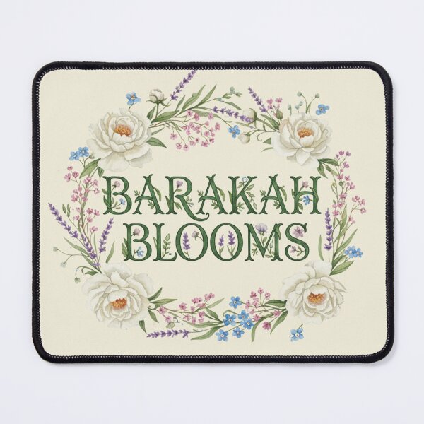 Item preview, Barakah Blooms - Floral Wreath Botanical Blessings Typography Art designed and sold by D-Islamic.
