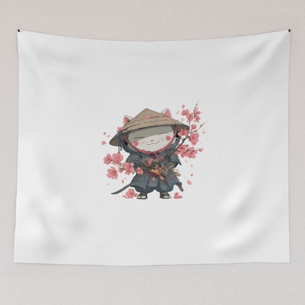 Item preview, Samurai cat with kitten  designed and sold by cutemakerotart.