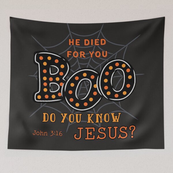 Item preview, Christian Halloween Spider Web Boo Know Jesus Saves Holy Spirit Spooky Season Christian Fall Bible designed and sold by Forevermore.
