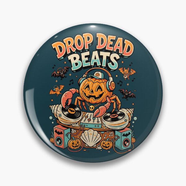 Item preview, "Drop Dead Beats" Pumpkin Crab DJ − Halloween Coastal Music Design designed and sold by Sea Gem.
