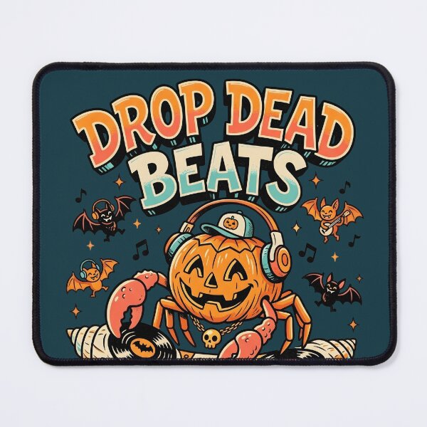 Item preview, "Drop Dead Beats" Pumpkin Crab DJ − Halloween Coastal Music Design designed and sold by Sea Gem.