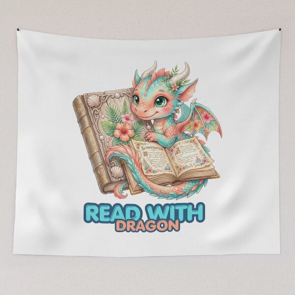 Item preview, Read With a Dragon Magical Bookish Art designed and sold by CleanDecor.