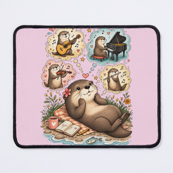 Item preview, Musical Otter Daydream – Cute Otter Music Lover Vintage Illustration designed and sold by HOUSE OF TIST.