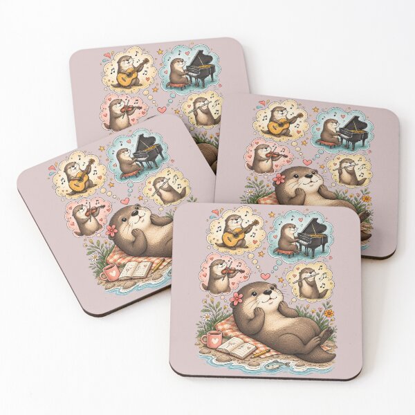 Item preview, Musical Otter Daydream – Cute Otter Music Lover Vintage Illustration designed and sold by HOUSE OF TIST.