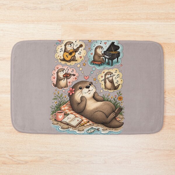 Item preview, Musical Otter Daydream – Cute Otter Music Lover Vintage Illustration designed and sold by HOUSE OF TIST.