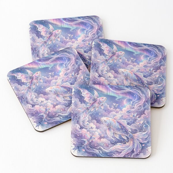 Item preview, Dreamy Sky Koi - Magical Flying Fish in Aurora Clouds / Magiczne Ryby Latające na Niebie Zorzy designed and sold by PrettyCrypt.