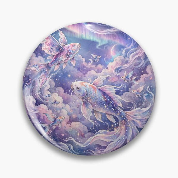 Item preview, Dreamy Sky Koi - Magical Flying Fish in Aurora Clouds / Magiczne Ryby Latające na Niebie Zorzy designed and sold by PrettyCrypt.