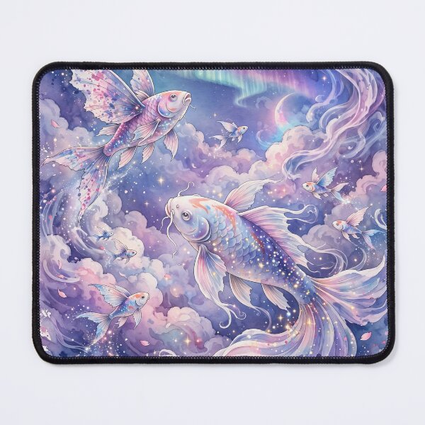 Item preview, Dreamy Sky Koi - Magical Flying Fish in Aurora Clouds / Magiczne Ryby Latające na Niebie Zorzy designed and sold by PrettyCrypt.