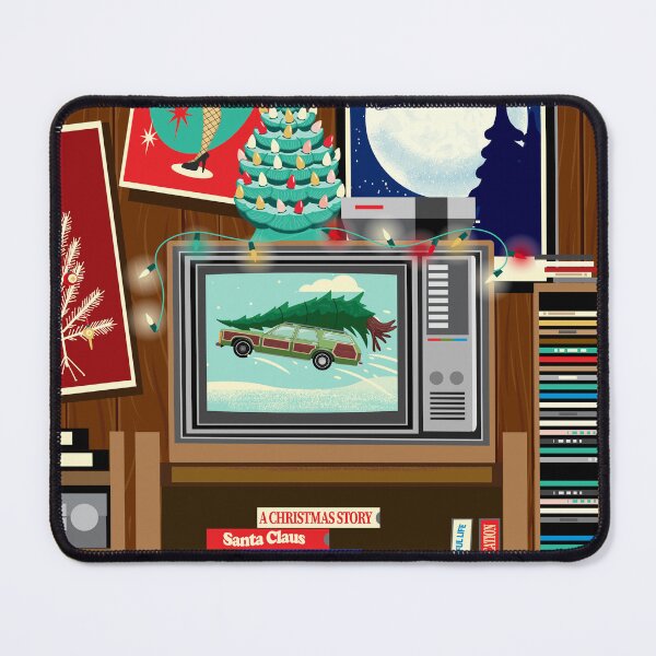 Item preview, Christmas Media room 80s retro style with tv VHS Christmas movies posters and cds designed and sold by Jdawnink.