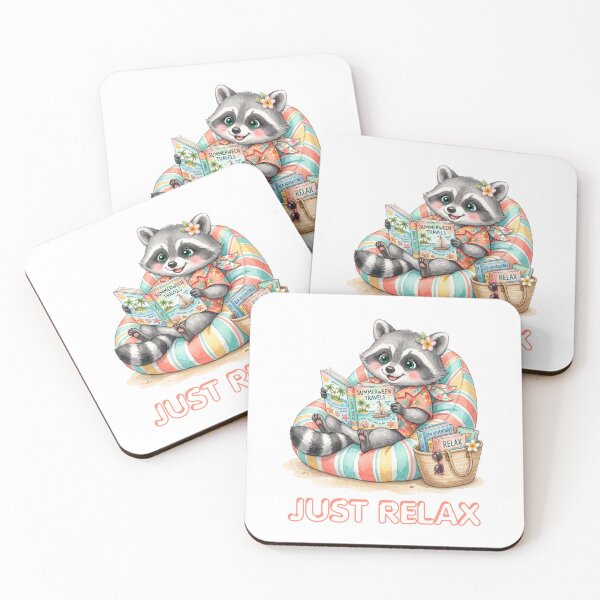 Item preview, Just Relax Cozy Raccoon Reading a Book designed and sold by CleanDecor.