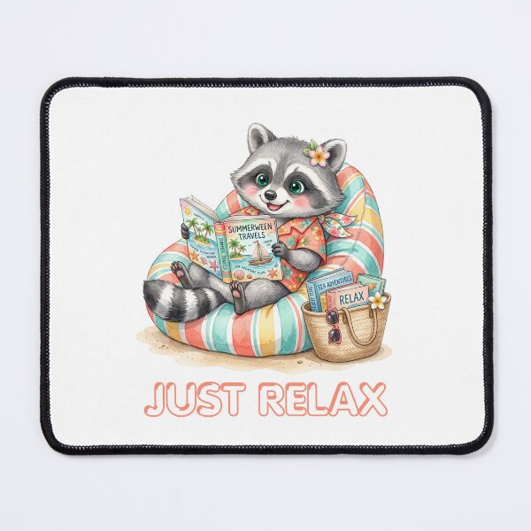 Item preview, Just Relax Cozy Raccoon Reading a Book designed and sold by CleanDecor.