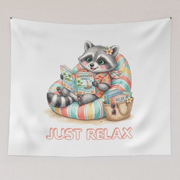 Item preview, Just Relax Cozy Raccoon Reading a Book designed and sold by CleanDecor.