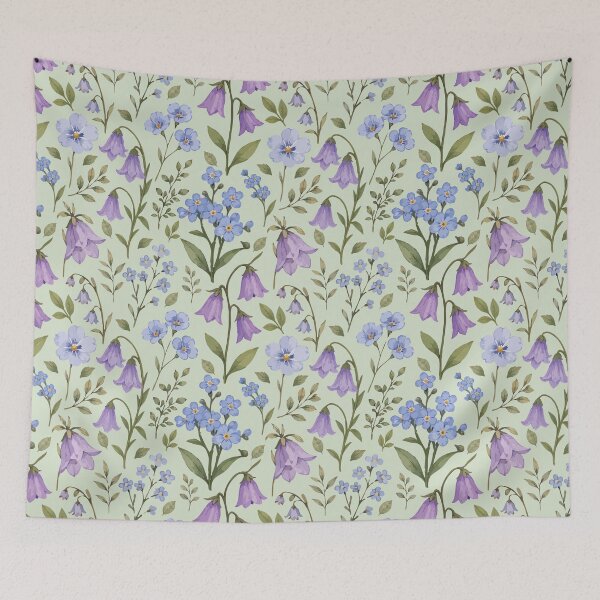 Item preview, Blue & Purple Wildflower Botanical Pattern 2 designed and sold by SimplePoDesign.