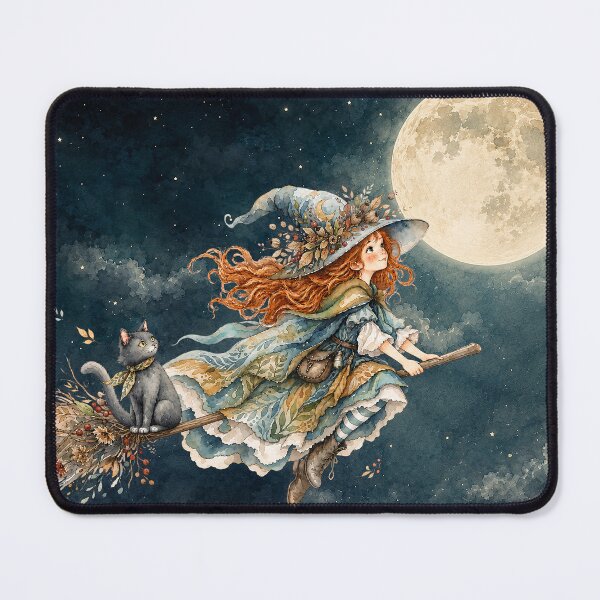 Item preview, Autumn Witch and Her Feline Familiar designed and sold by Spark & Shadow.