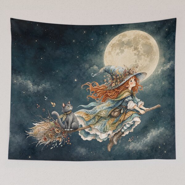 Item preview, Autumn Witch and Her Feline Familiar designed and sold by Spark & Shadow.