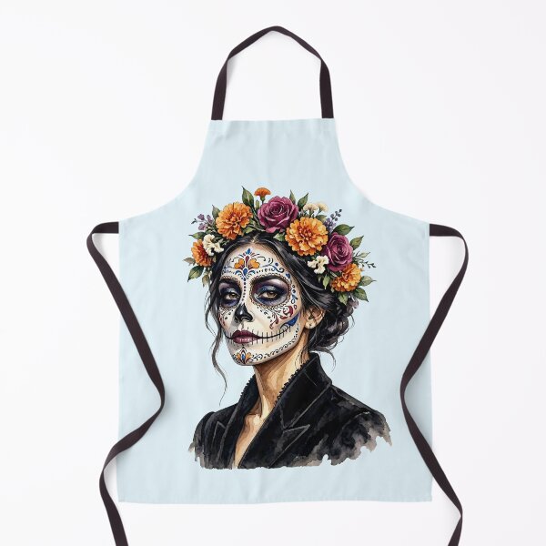 Item preview, Dia de los Muertos Sugar Skull Watercolor Woman with Floral Crown designed and sold by SweetLilith.