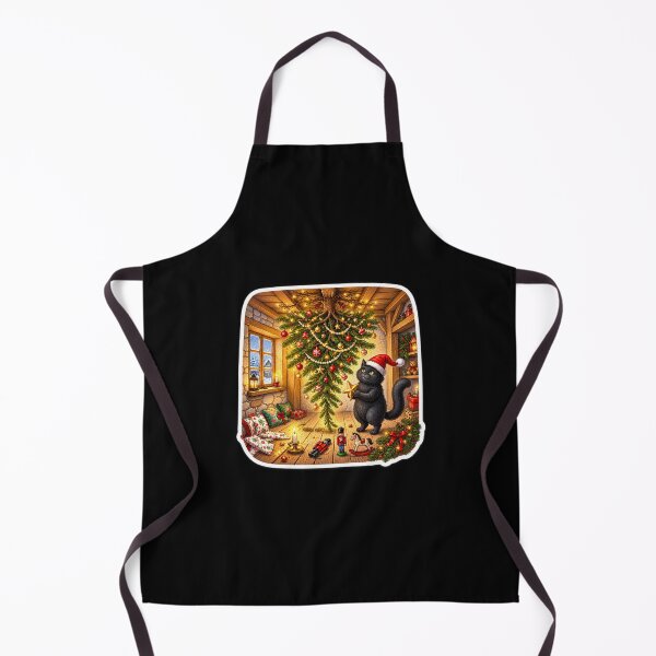 Item preview, Christmas Cat Decorating a Magical Tree | Cozy Woodland Holiday Scene designed and sold by MrDev.