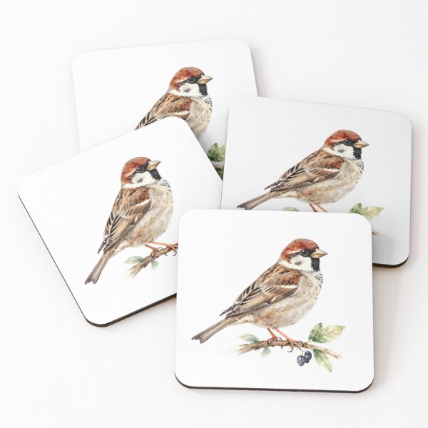 Item preview, Sparrow Watercolor Illustration | Charming Sparrow Songbird Nature Artwork designed and sold by Rood Art Studio.