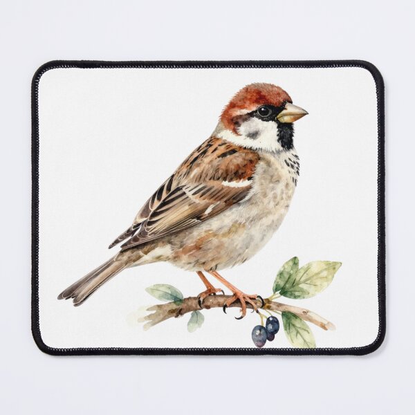 Item preview, Sparrow Watercolor Illustration | Charming Sparrow Songbird Nature Artwork designed and sold by Rood Art Studio.