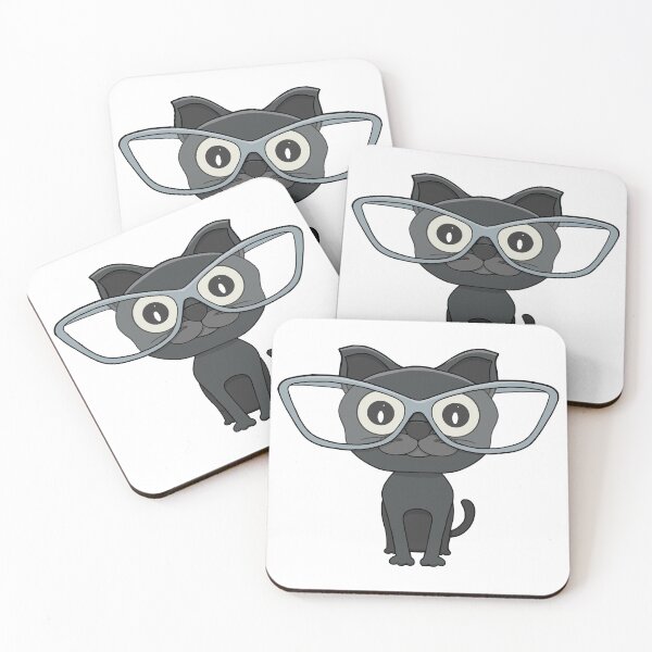 Item preview, Cute Black Cat with Nerd Glasses designed and sold by shopdiego.