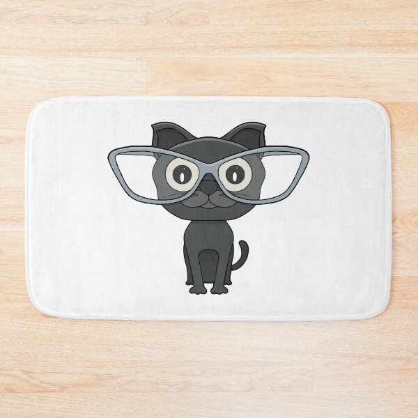 Item preview, Cute Black Cat with Nerd Glasses designed and sold by shopdiego.