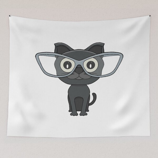 Item preview, Cute Black Cat with Nerd Glasses designed and sold by shopdiego.