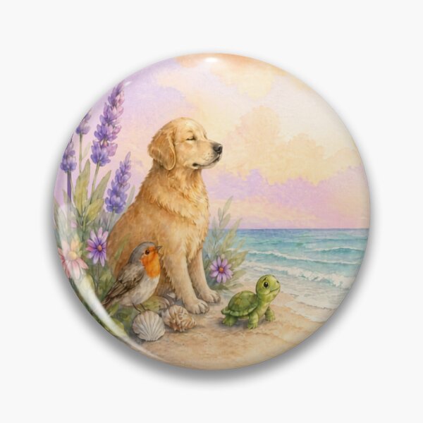 Item preview, Golden Retriever Sunset Beach designed and sold by Wildflower Sea Garden Studio.