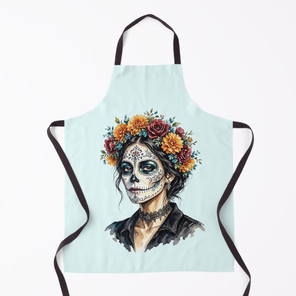 Item preview, Dia de los Muertos Sugar Skull Watercolor Woman with Floral Crown designed and sold by SweetLilith.