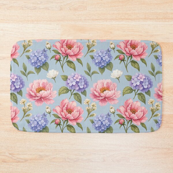 Item preview, Pink Peony & Blue Hydrangea Floral Pattern 3 designed and sold by SimplePoDesign.