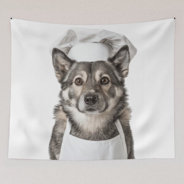 Item preview, Swedish Vallhund Chef Dog Funny Cooking Apron Hat Cute Pet Portrait designed and sold by LazyOwlStore.