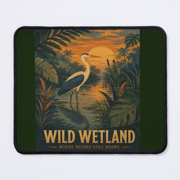 Item preview, Wild Wetland Great Egret Sunset Nature Art designed and sold by Valieri.