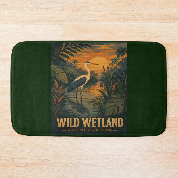 Item preview, Wild Wetland Great Egret Sunset Nature Art designed and sold by Valieri.