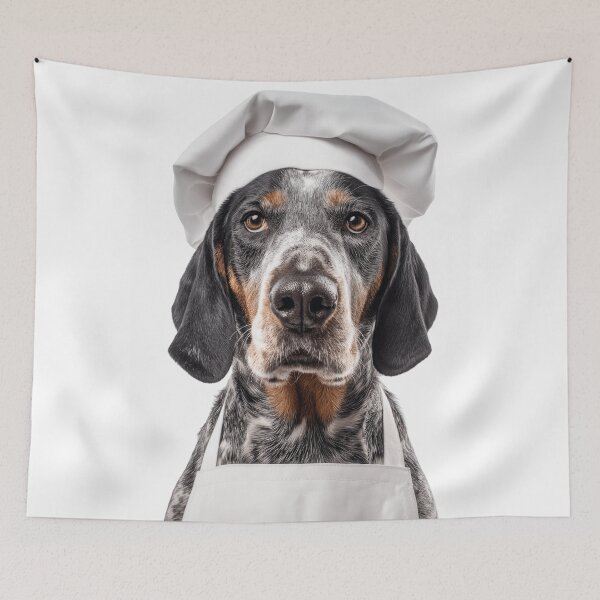 Item preview, Bluetick Coonhound Chef Dog Funny Cooking Apron Hat Cute Pet Portrait designed and sold by LazyOwlStore.