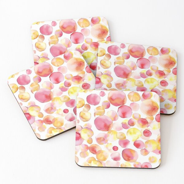 Item preview, Pink Yellow Watercolor Polka Dots Abstract Pattern designed and sold by Nine Lives Studio.