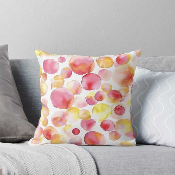 Item preview, Pink Yellow Watercolor Polka Dots Abstract Pattern designed and sold by Nine Lives Studio.