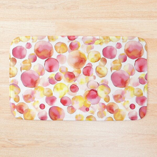 Item preview, Pink Yellow Watercolor Polka Dots Abstract Pattern designed and sold by Nine Lives Studio.
