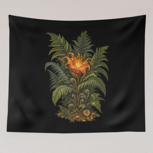 Item preview, The Fern Flower of Kupala Night – Slavic Folklore Botanical Engraving designed and sold by Anyshca.