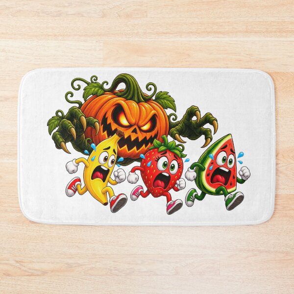 Item preview, Halloween Fruit Chasing Pumpkin – Spooky Banana Strawberry Watermelon Design designed and sold by ArtSpark Studio.