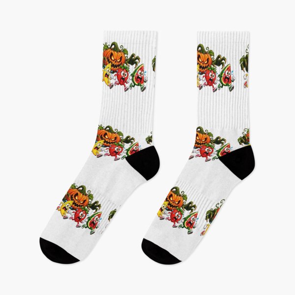 Item preview, Halloween Fruit Chasing Pumpkin – Spooky Banana Strawberry Watermelon Design designed and sold by ArtSpark Studio.